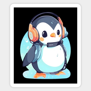 Cool Penguin With Headphones Magnet